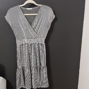 Caution To The Wind Monochrome Striped Midi Dress